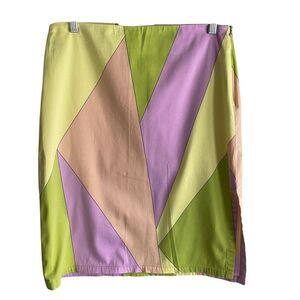 Versace Jeans Couture Skirt Womens 32 46 Multicolor Geometric Print Made Italy